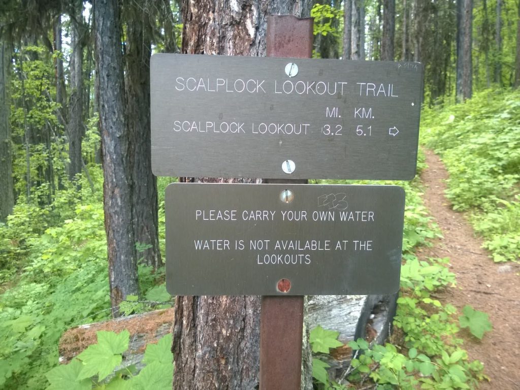 Scalplock Lookout Trailhead sign