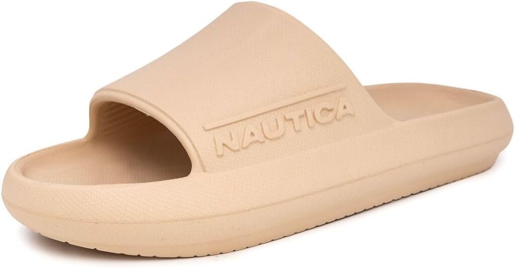 Nautica Men's Cushioned Slip-On Shower Slides – Lightweight EVA Foam Athletic Sandals for Pool, Beach, Gym, and Casual Wear