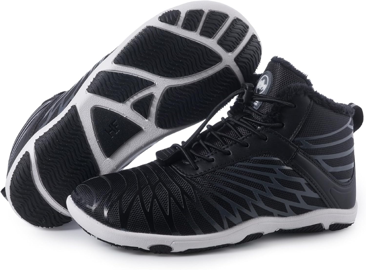 HF Winter Ergonomic Supportive Winter Barefoot Shoes, Zero-Drop Sole, Wide Toe Box Innovative Design Walking Boots Unisex Black