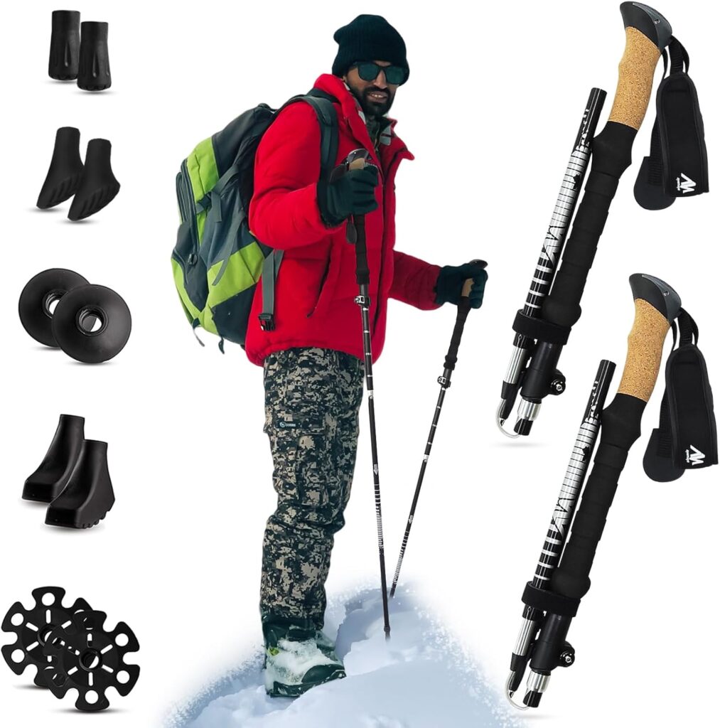 AYAMAYA Collapsible Trekking Poles for Hiking – Lightweight Aluminum Alloy 7075 Folding Nordic Hiking Walking Sticks for Men and Women with Flicklock System