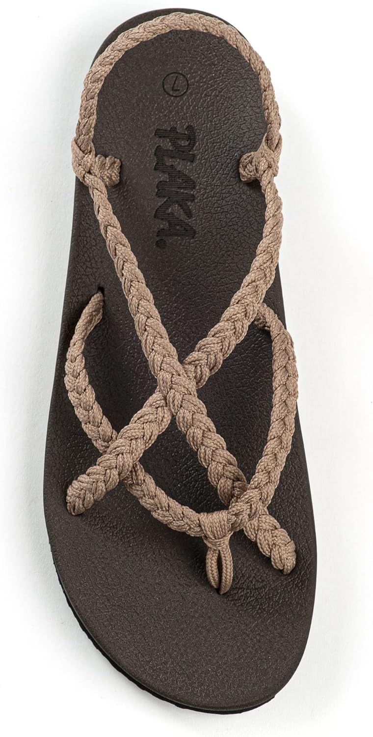 Plaka Lagoon Arch Support Sandals for Women - Comfort Collection, Strappy Braided & Water-Resistant Design - Ideal for Walking, Beach & Summer Use - Patented Sole