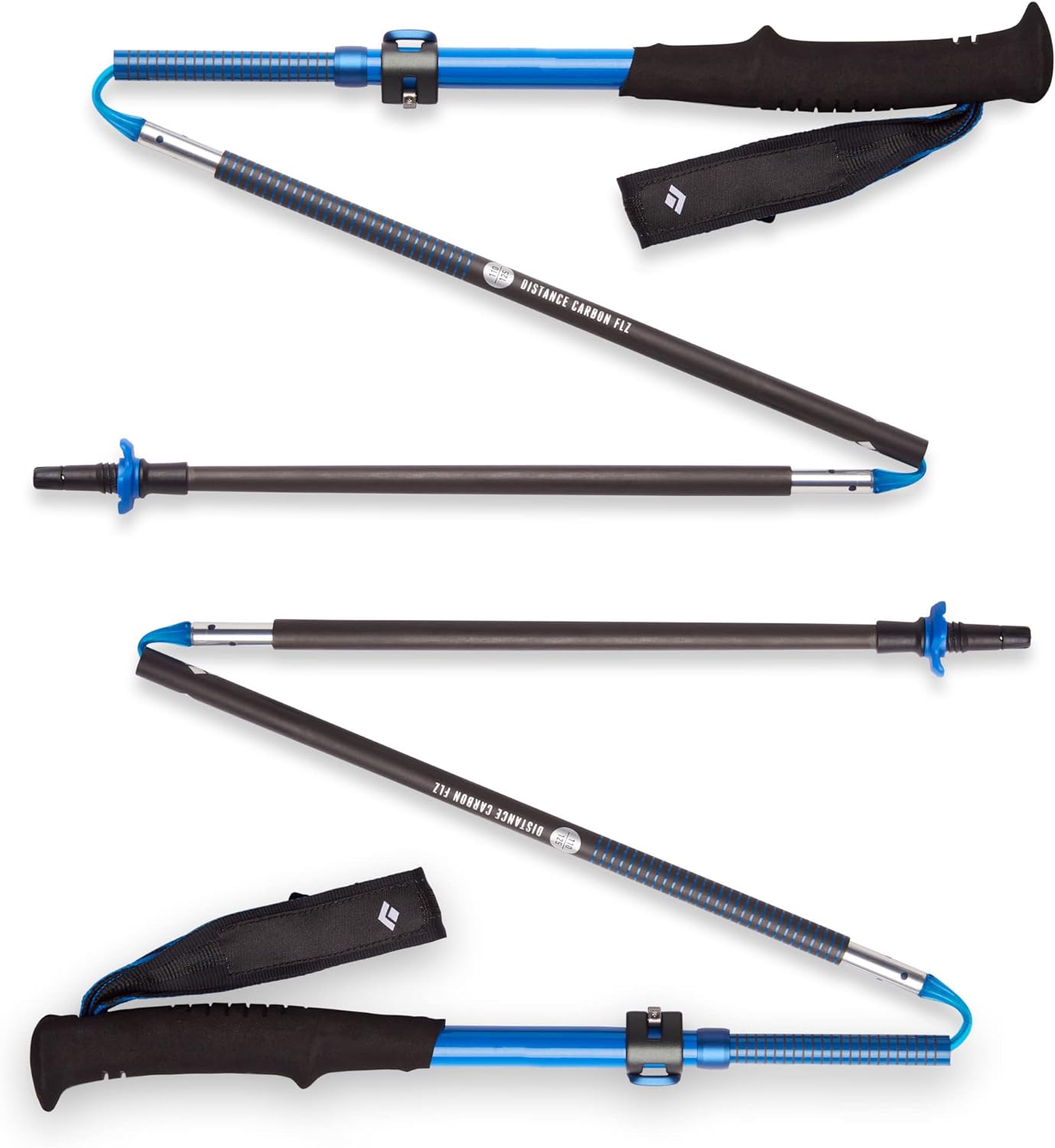 Black Diamond Distance Carbon FLZ Trekking and Running Poles, Pair of Foldable, Ultra Lightweight, Adjustable Length Carbon Fiber Hiking Poles