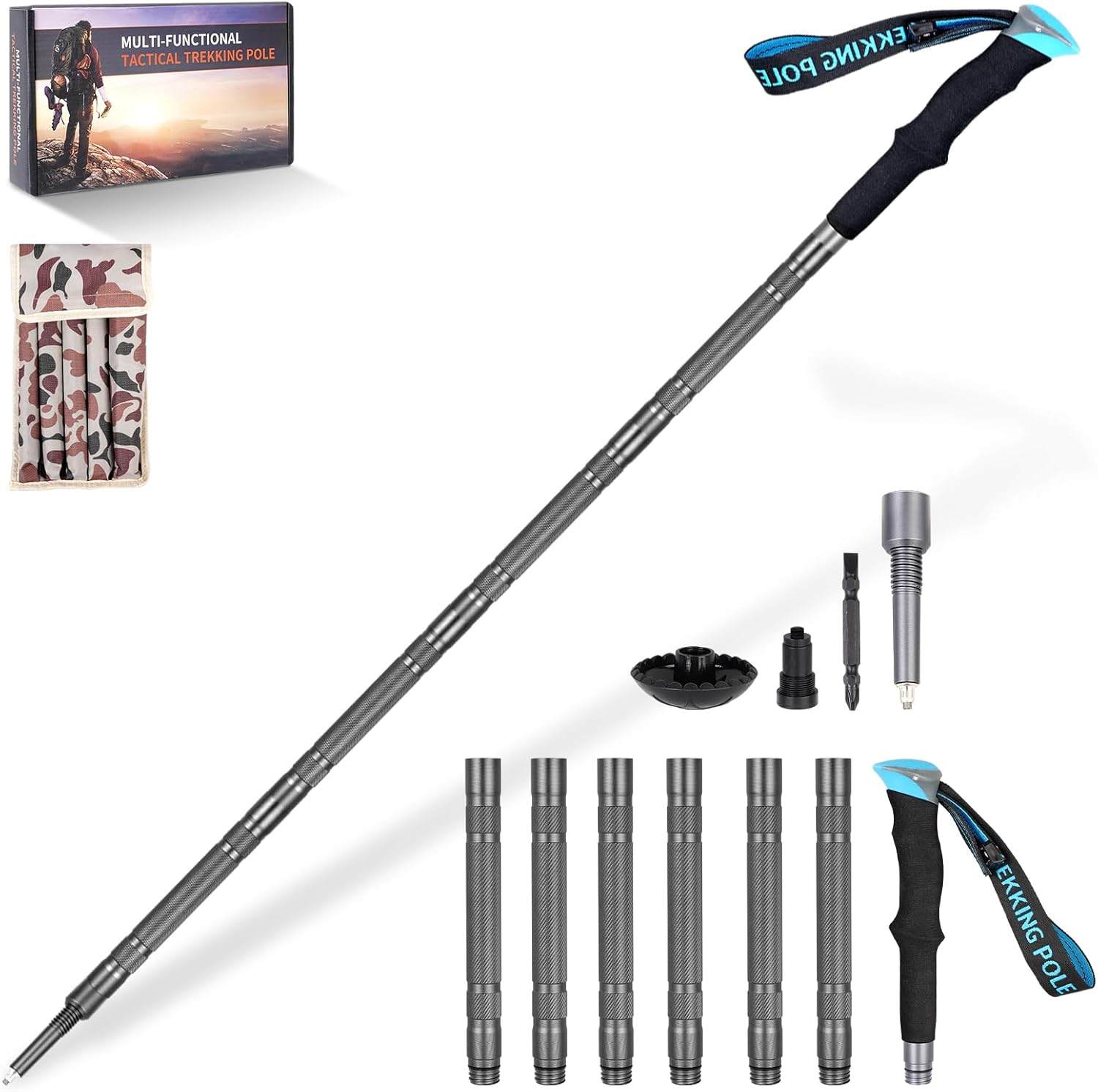 Hiking Walking Staff, Outdoor Multitool Gear Trekking Pole
