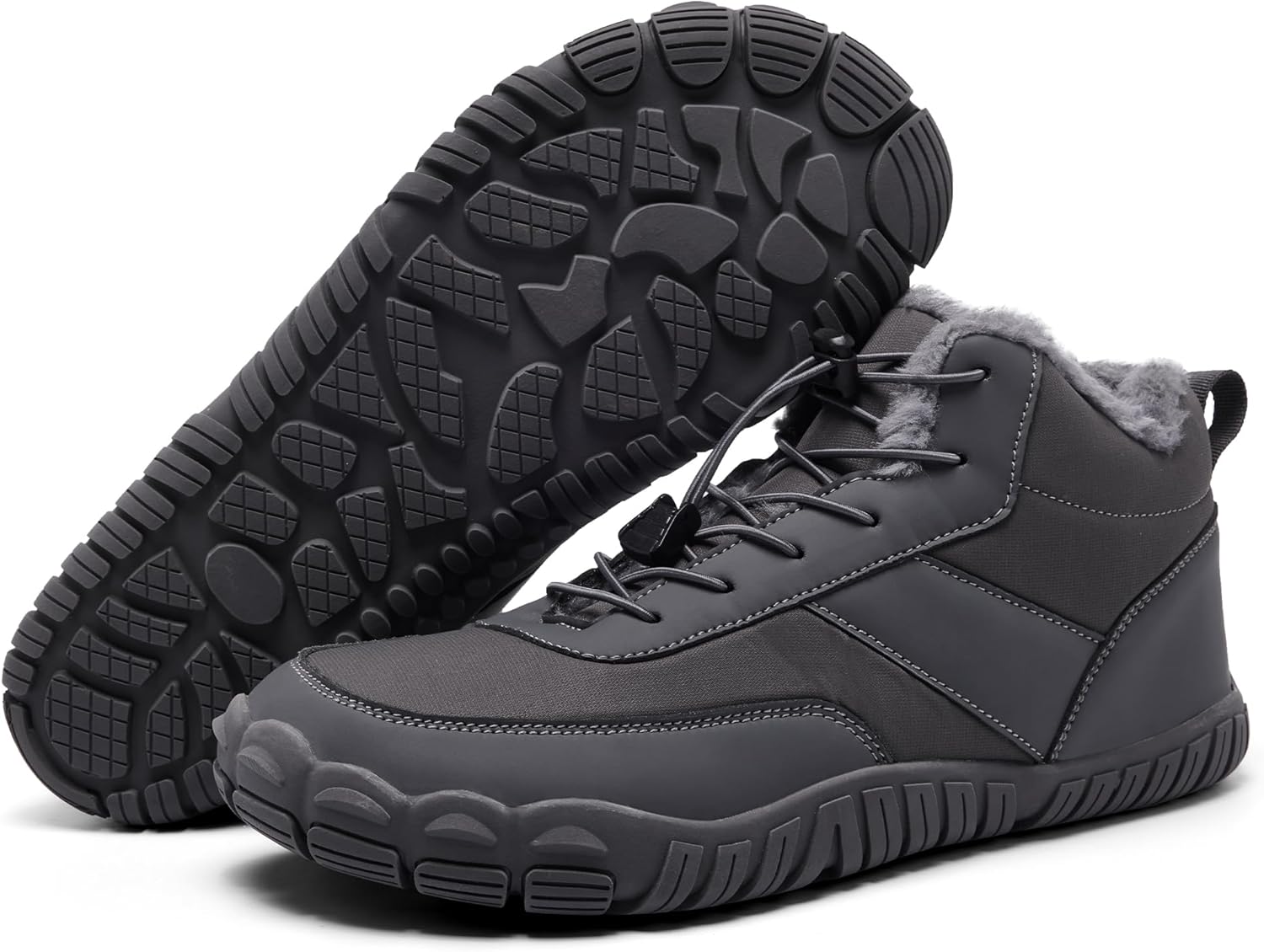 Mens Wide Toe Box Barefoot Winter Warm Shoes for Cold Weather Comfy Snow Boots