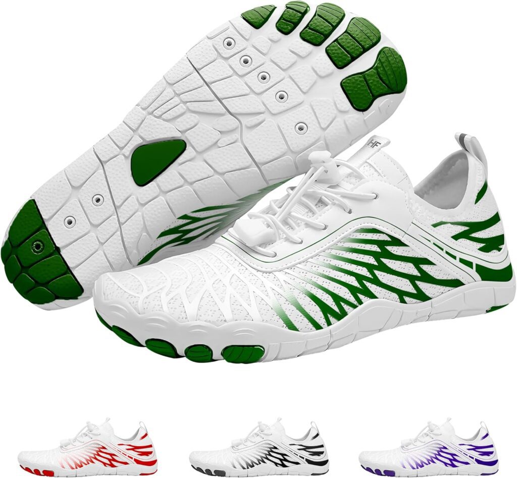 HF Signature Healthy & Non-Slip Barefoot Shoes Unisex, Walking, Running and Daily Wear White/Green