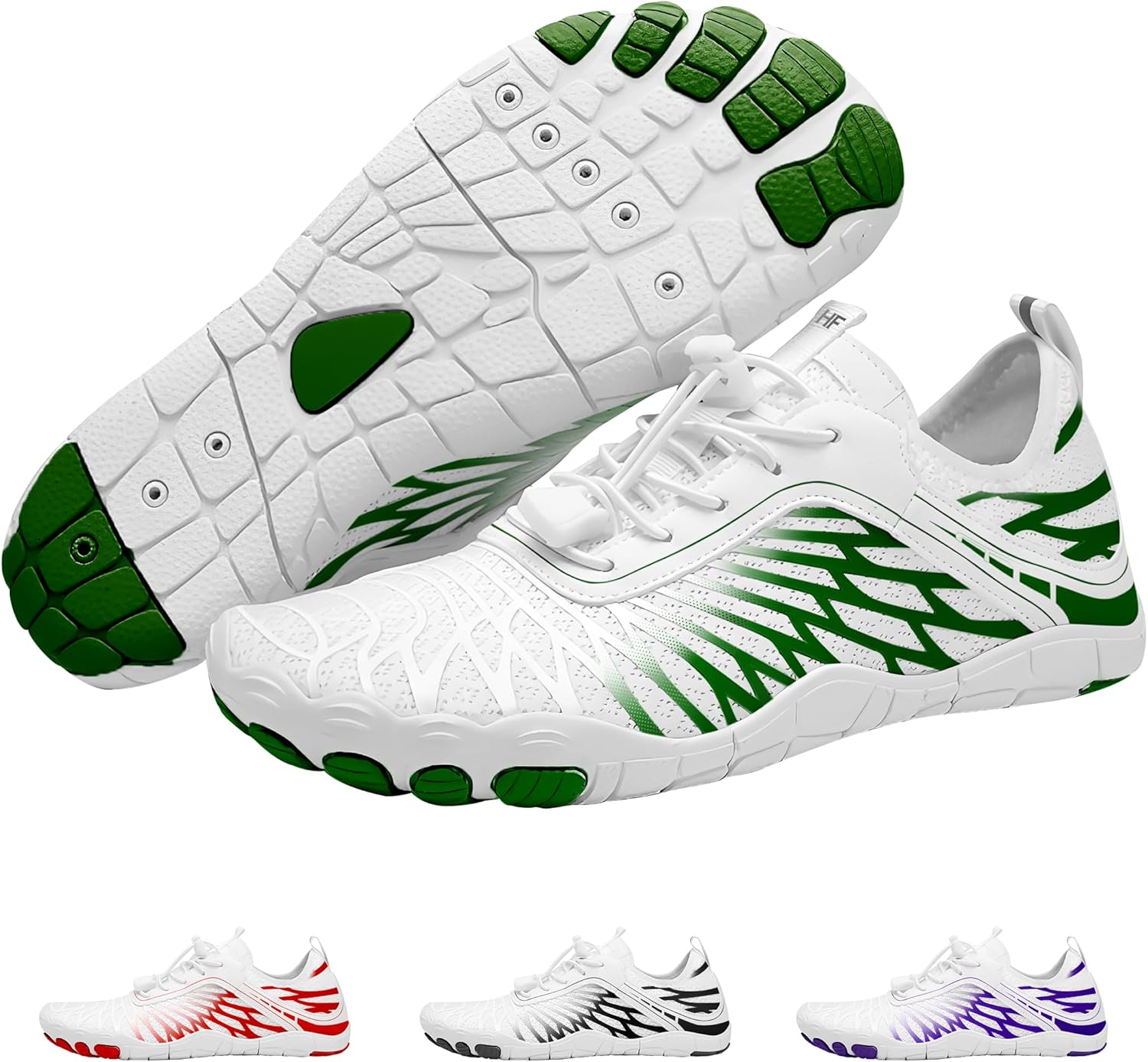 HF Signature Healthy & Non-Slip Barefoot Shoes Unisex, Walking, Running and Daily Wear White/Green
