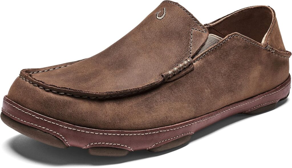 OLUKAI Moloa Men's Premium Leather Shoes, Easy Slip On & Off Design, Casual & Versatile Loafer, Drop-in Heel & Enhanced Traction