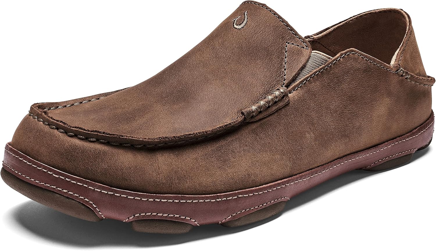 OLUKAI Moloa Men's Premium Leather Shoes, Easy Slip On & Off Design, Casual & Versatile Loafer, Drop-in Heel & Enhanced Traction